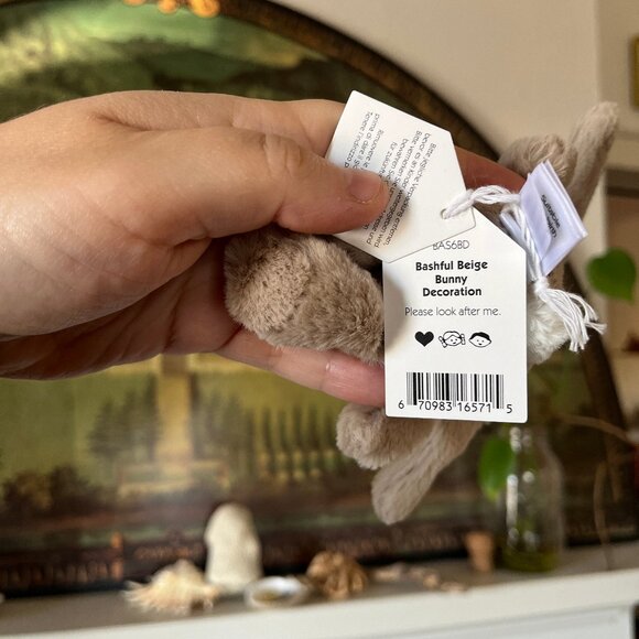 BNWT Bashful Beige Bunny with Blue Bow Jellycat Ornament - Picture 2 of 9